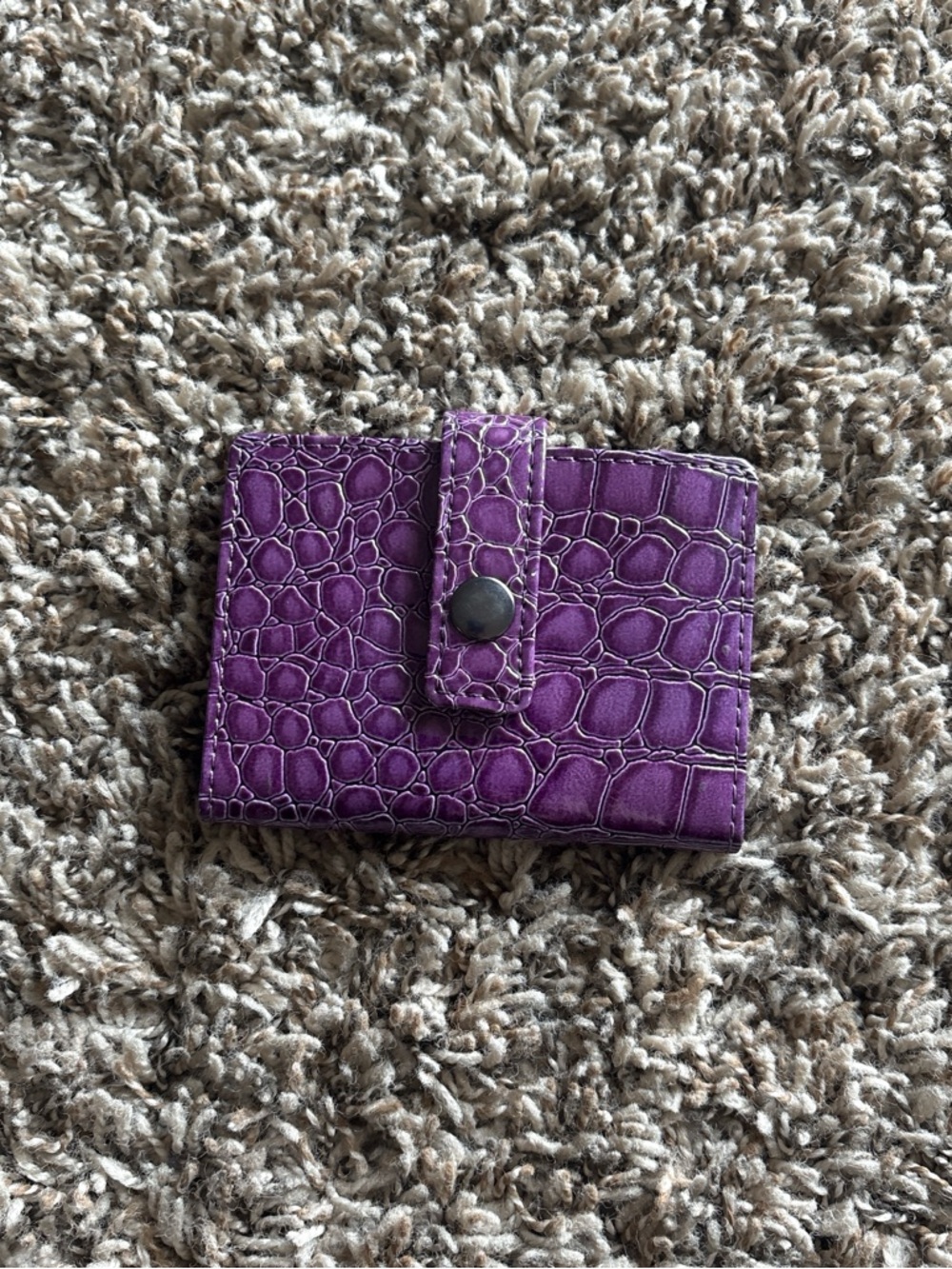 Purple Croc-Embossed Snap Wallet
